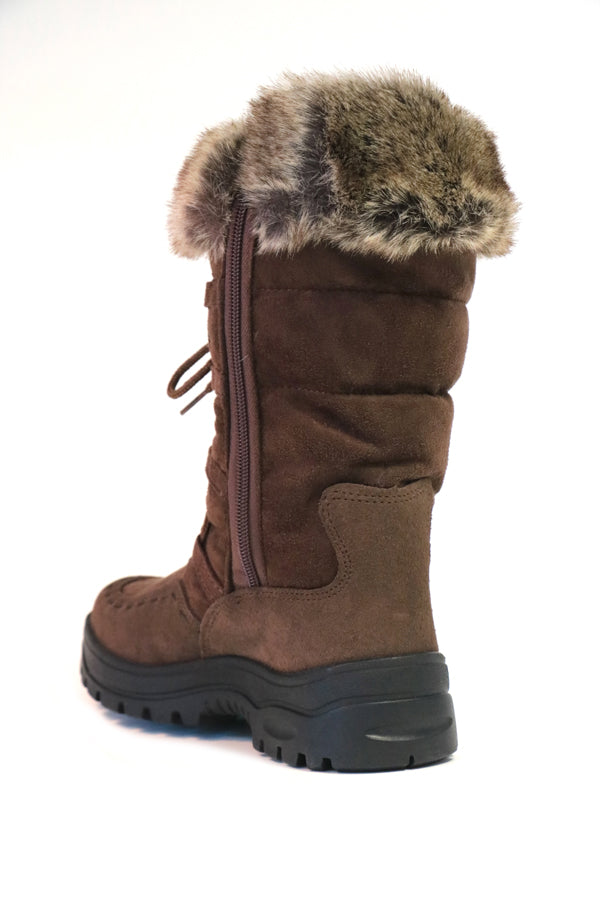 Squaw OC Brown Women s mid calf Winter Boots with retractable Ice Grip system Mammal Winter Boots